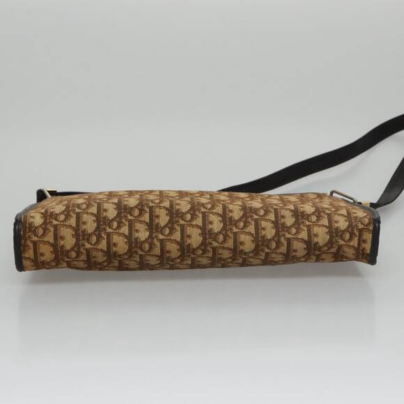DIOR Trotter Canvas Shoulder Bag Beige Dark Brown Gold - Picture 9 of 12